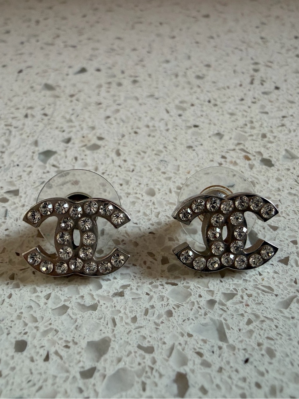 CHANEL Coco Mark Silver Stud Earrings